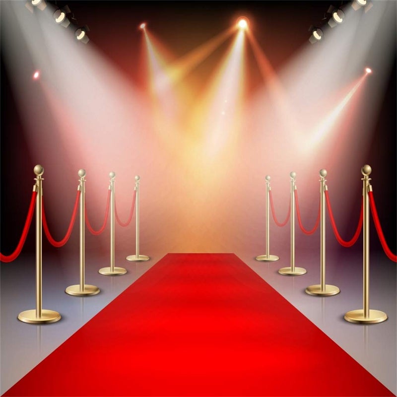 Yeele 10x10ft Photography Backdrop Stage Lights Red Carpet Background for Photo Shoots Luxury VIP Royals Club Party Event Decoration Banner Adult Kids Photo Booth Vinyl Studio Props - Image 1